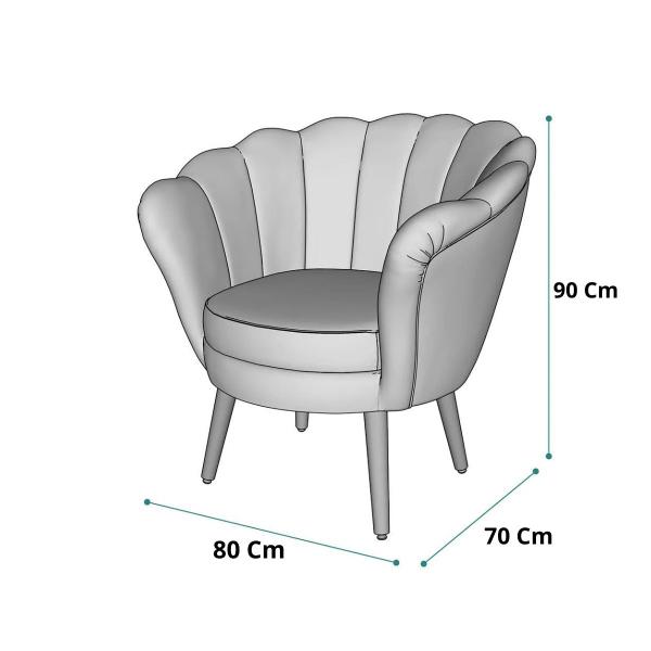 Imagem de Poltrona Decorativa Pétala Sala de Estar Tecido Veludo Bege Kimi Decor