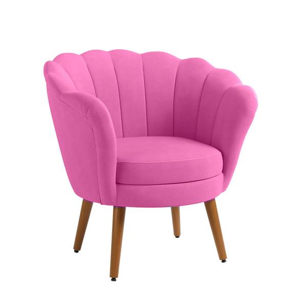 Imagem de Poltrona Decorativa Pétala Sala de Estar Tecido Veludo Rosa Kimi Design