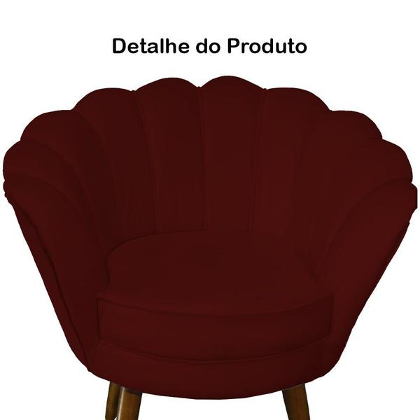 Imagem de Poltrona Decorativa Pétala Suede Marsala Pés Madeira Mz Decor