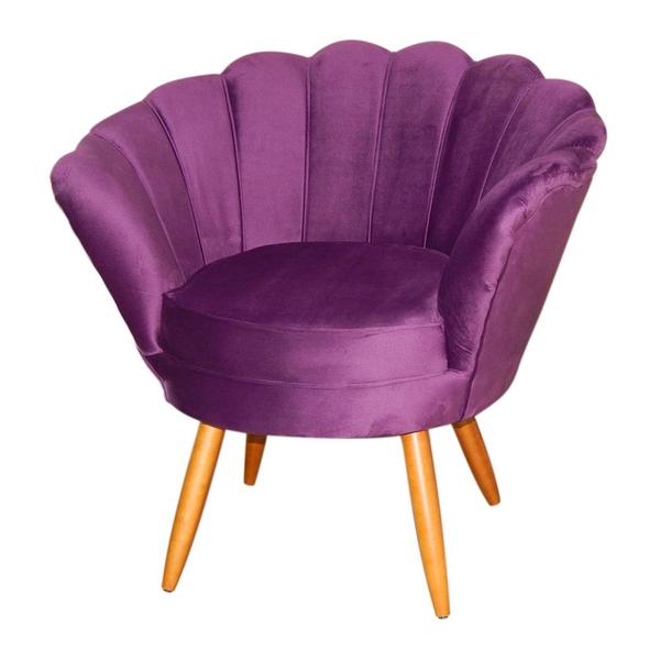 Imagem de Poltrona Decorativa Pétala Veludo Roxo - DS ESTOFADOS