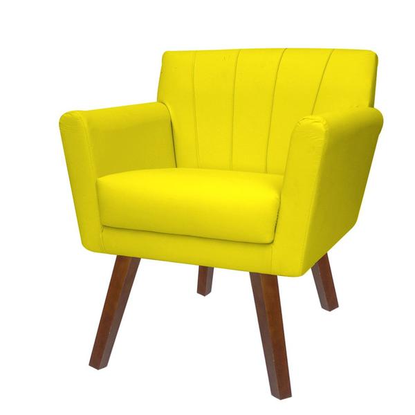 Imagem de Poltrona decorativa recepção confortavel iza - suede amarelo