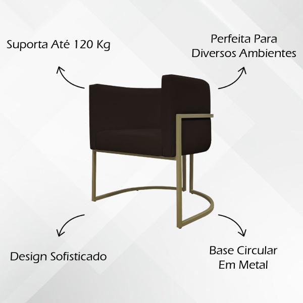 Imagem de Poltrona Decorativa Recepção Luna material sintético Cores Base de Ferro Champagne