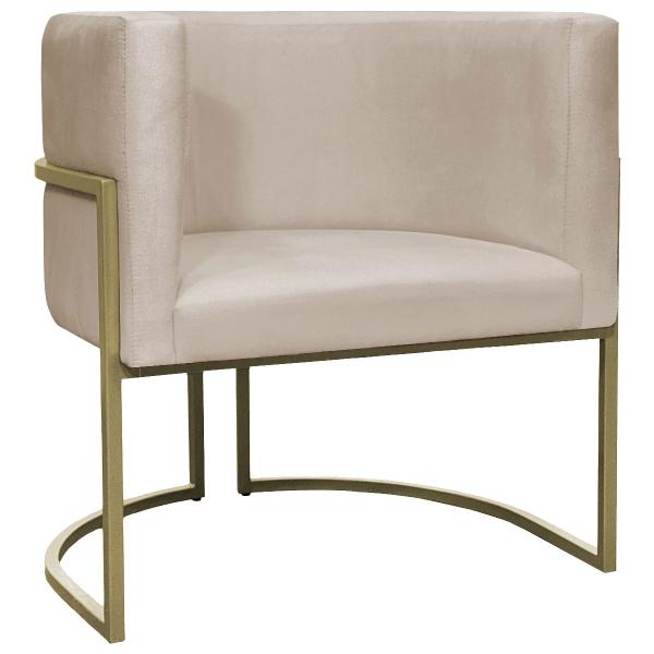 Imagem de Poltrona Decorativa Recepção Luna Suede Base Ferro Champagne