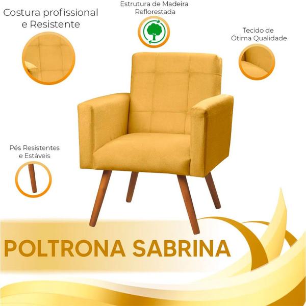 Imagem de Poltrona Decorativa Sabrina Veludo Amarelo VS Decor