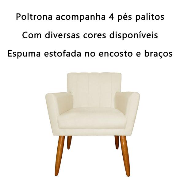 Imagem de Poltrona Decorativa Sala Cadeira Estofada c/ Pé palito Suede