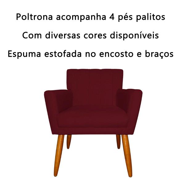 Imagem de Poltrona Decorativa Sala Cadeira Estofada c/ Pé palito Suede