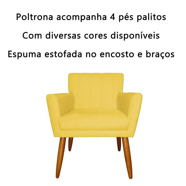 Imagem de Poltrona Decorativa Sala Cadeira Estofada c/ Pé palito Suede