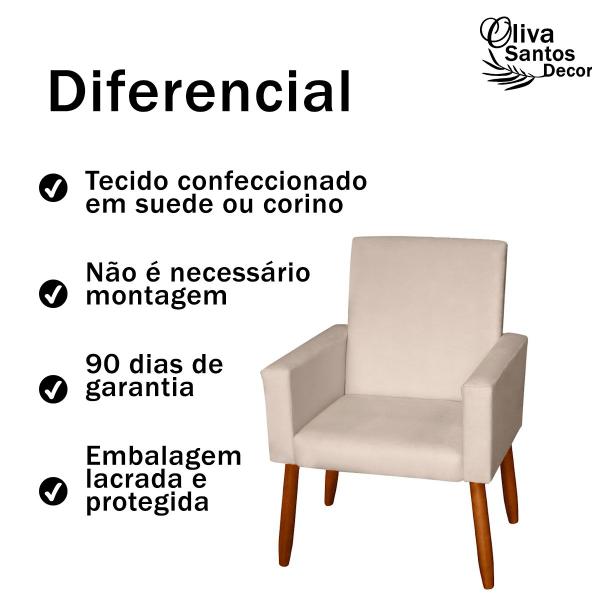 Imagem de Poltrona Decorativa Sala Cadeira Estofada Escritório Recepção Suede material sintético