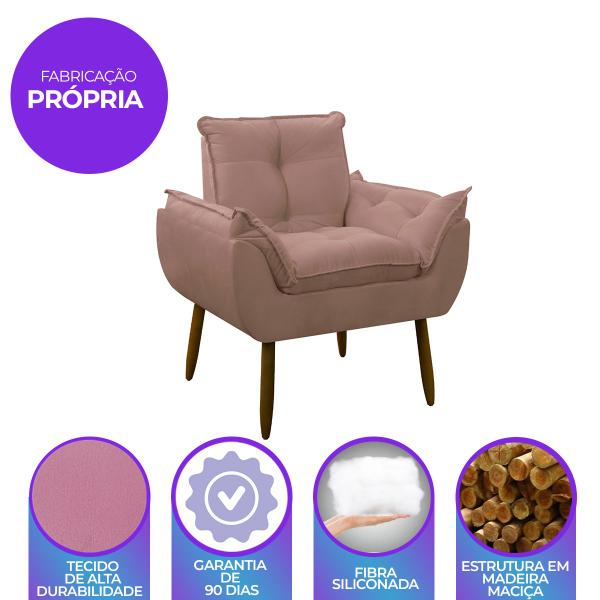 Imagem de Poltrona Decorativa Sala de Estar Escritório Quarto Rosa Prime