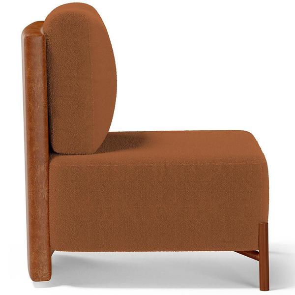 Imagem de Poltrona Decorativa Sala de Estar Living Hungria L02 material sintético Camel Bouclê Terracota - Lyam