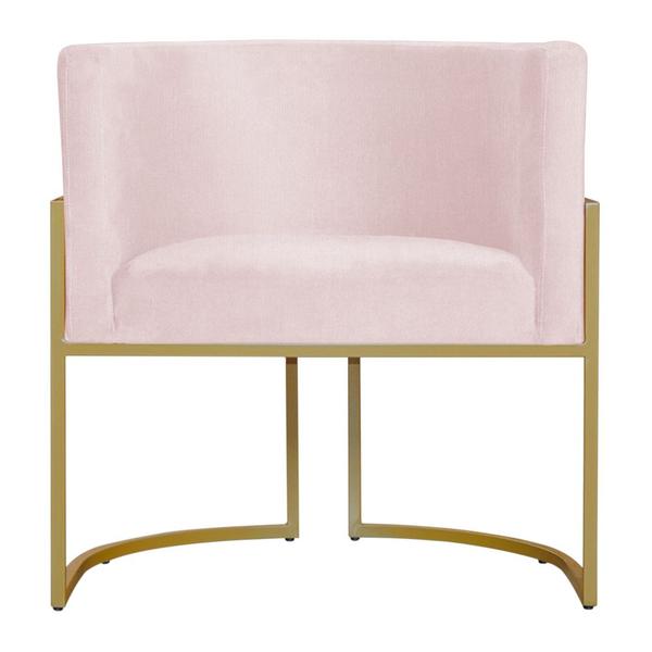 Imagem de Poltrona Decorativa Sala de Estar Luana Base Gold Suede Rosa Claro - Montanaris Decor