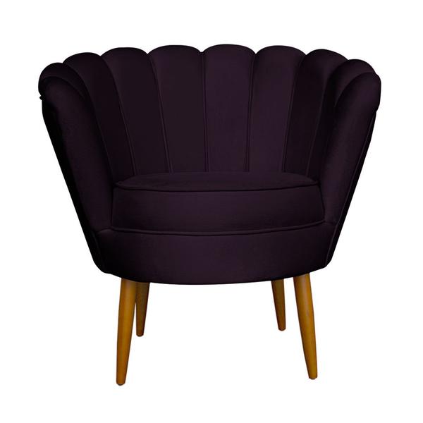 Imagem de Poltrona Decorativa Sala de Estar Pétala Veludo Roxo - Montanaris Decor