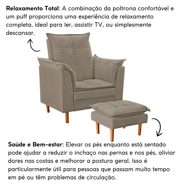 Imagem de Poltrona Decorativa Sala de Estar Quarto Leitura Azera Suede