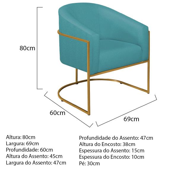 Imagem de Poltrona Decorativa Sala de Estar Recepção Luiza Base de Ferro Dourado Suede - ADJ Decor