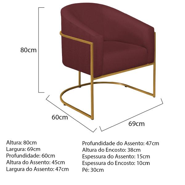 Imagem de Poltrona Decorativa Sala de Estar Recepção Luiza Base de Ferro Dourado Suede - ADJ Decor