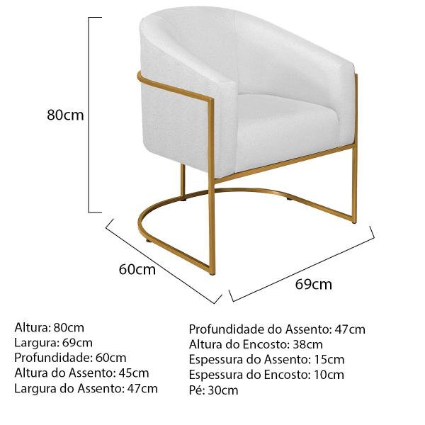 Imagem de Poltrona Decorativa Sala de Estar Recepção Luiza Base de Ferro Dourado Suede - ADJ Decor