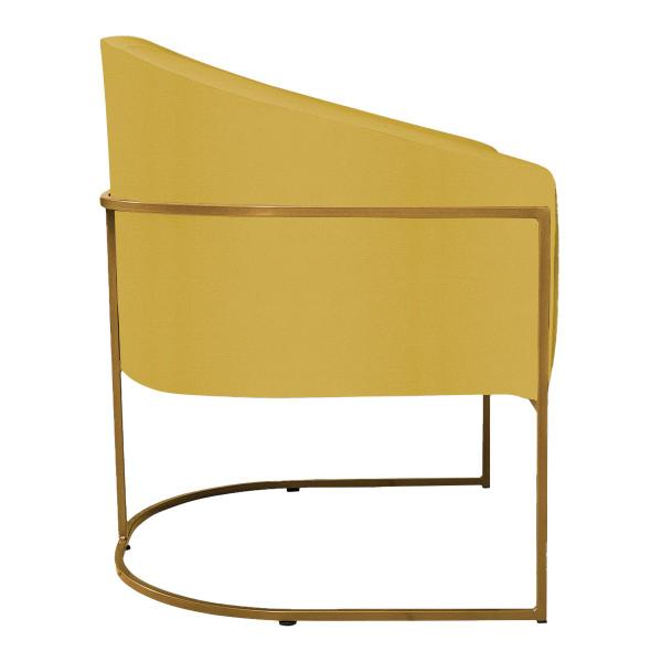 Imagem de Poltrona Decorativa Sala de Estar Recepção Luiza Base de Ferro Dourado Suede - Amarena Móveis