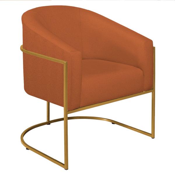 Imagem de Poltrona Decorativa Sala de Estar Recepção Luiza Base de Ferro Dourado Suede - Amarena Móveis