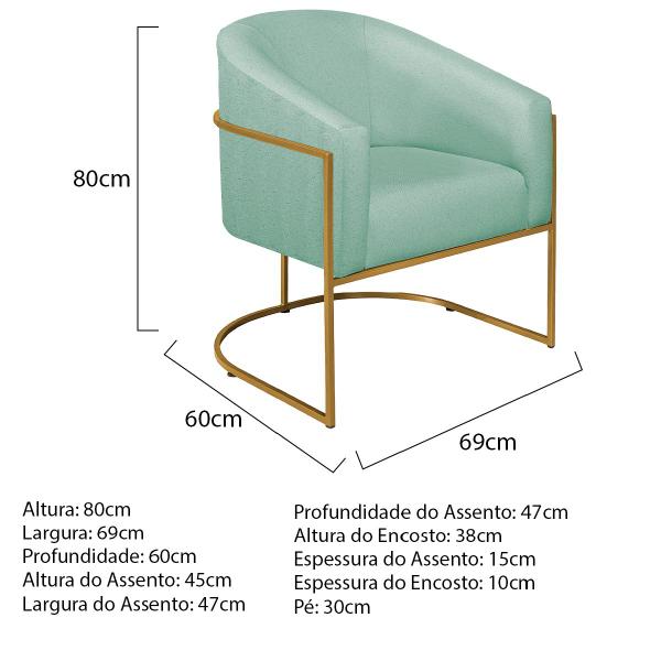 Imagem de Poltrona Decorativa Sala de Estar Recepção Luiza Base de Ferro Dourado Suede - Doce Sonho Móveis