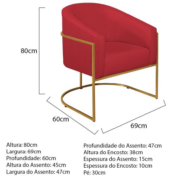 Imagem de Poltrona Decorativa Sala de Estar Recepção Luiza Base de Ferro Dourado Suede - Doce Sonho Móveis