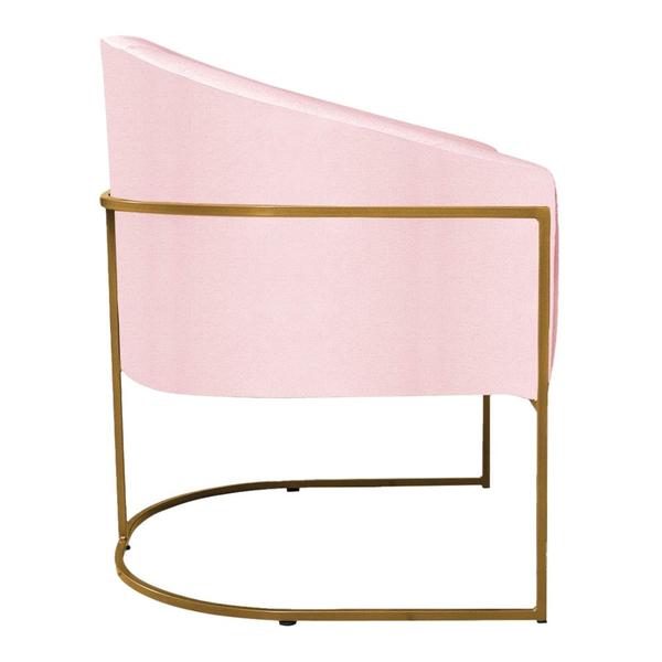 Imagem de Poltrona Decorativa Sala de Estar Recepção Luiza Base de Ferro Dourado Suede Rosa Bebê - Amarena Móveis