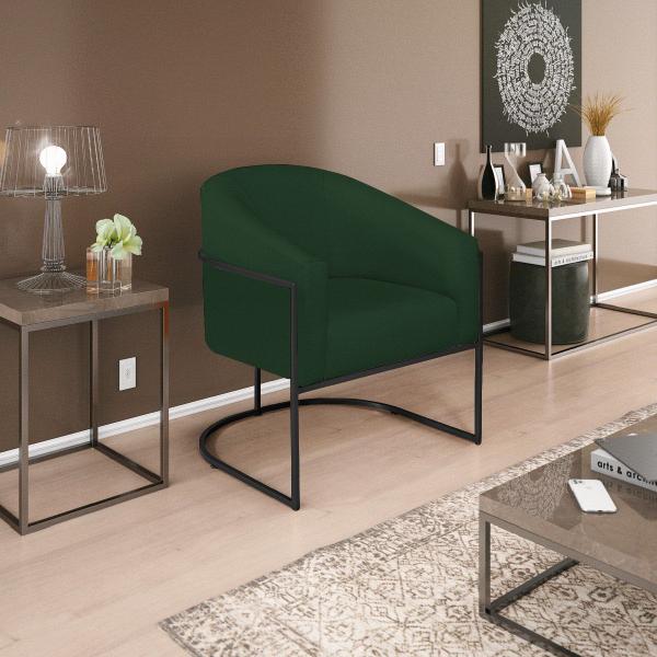 Imagem de Poltrona Decorativa Sala de Estar Recepção Luiza Base de Ferro Preto Suede - Amarena Móveis