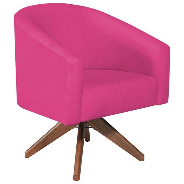 Imagem de Poltrona Decorativa Sala de Estar Recepção Luiza Base Giratória de Madeira Suede Pink - Amarena Móveis