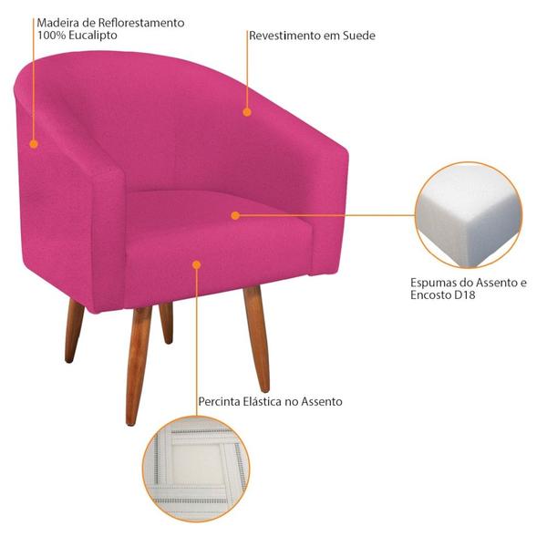 Imagem de Poltrona Decorativa Sala de Estar Recepção Luiza Pés Palito Suede Pink - Amarena Móveis