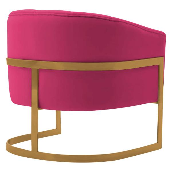 Imagem de Poltrona Decorativa Sala de Estar Recepção Mavie Base de Ferro Dourado Suede - ADJ Decor