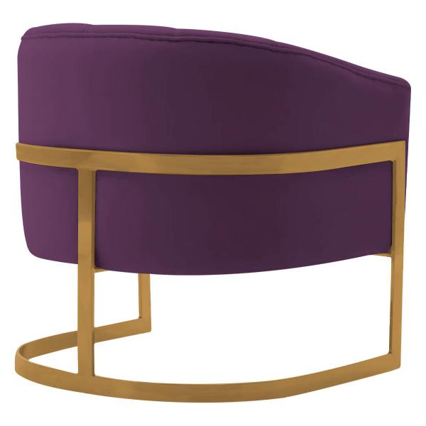 Imagem de Poltrona Decorativa Sala de Estar Recepção Mavie Base de Ferro Dourado Suede - ADJ Decor