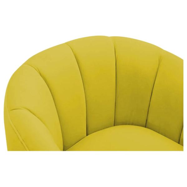 Imagem de Poltrona Decorativa Sala de Estar Recepção Mavie Base de Ferro Dourado Suede Amarelo - Amarena Móveis