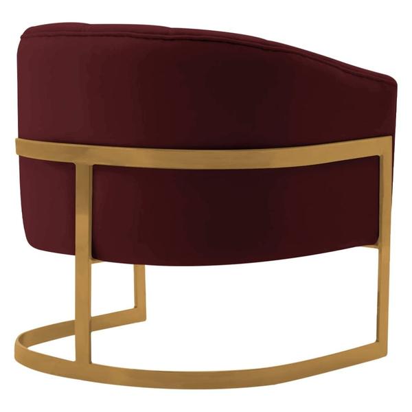 Imagem de Poltrona Decorativa Sala de Estar Recepção Mavie Base de Ferro Dourado Suede Bordo - Amarena Móveis