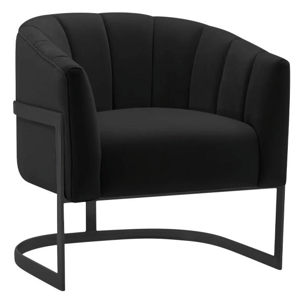 Imagem de Poltrona Decorativa Sala de Estar Recepção Mavie Base de Ferro Preto Suede - Amarena Móveis