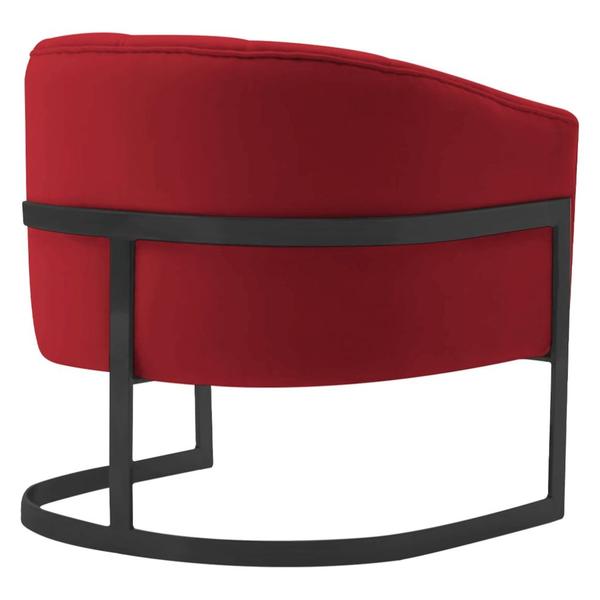 Imagem de Poltrona Decorativa Sala de Estar Recepção Mavie Base de Ferro Preto Suede Vermelho - Amarena Móveis