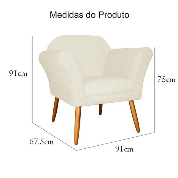 Imagem de Poltrona Decorativa Sala e Recepção Marcela Suede Marfim - LM DECOR