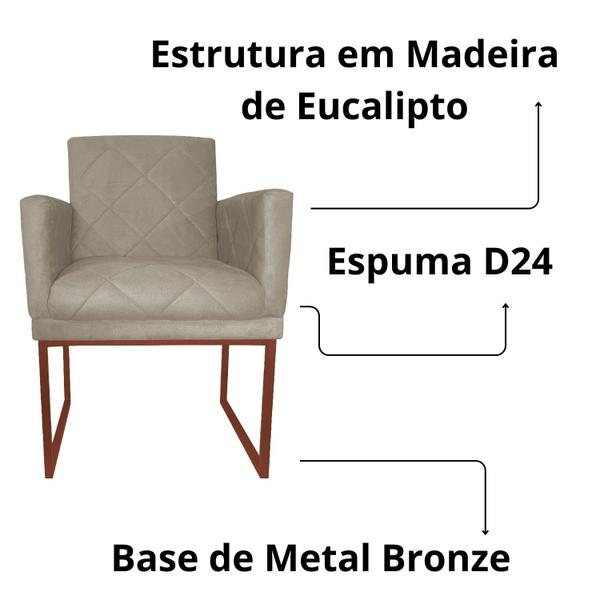 Imagem de Poltrona Decorativa Sala Recepção Klara Base Bronze Suede