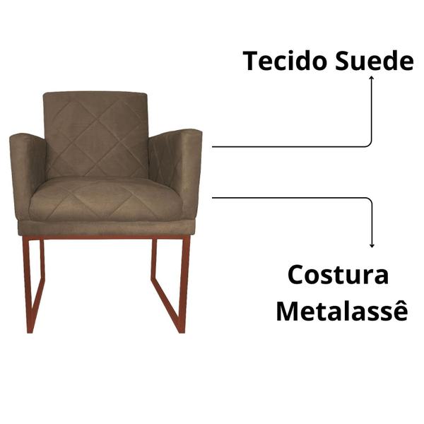 Imagem de Poltrona Decorativa Sala Recepção Klara Base Bronze Suede