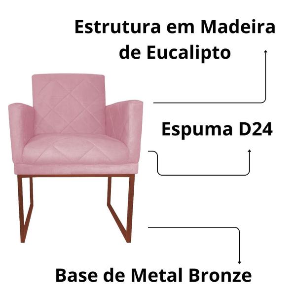 Imagem de Poltrona Decorativa Sala Recepção Klara Base Bronze Suede