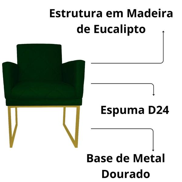 Imagem de Poltrona Decorativa Sala Recepção Klara Base Dourada Suede