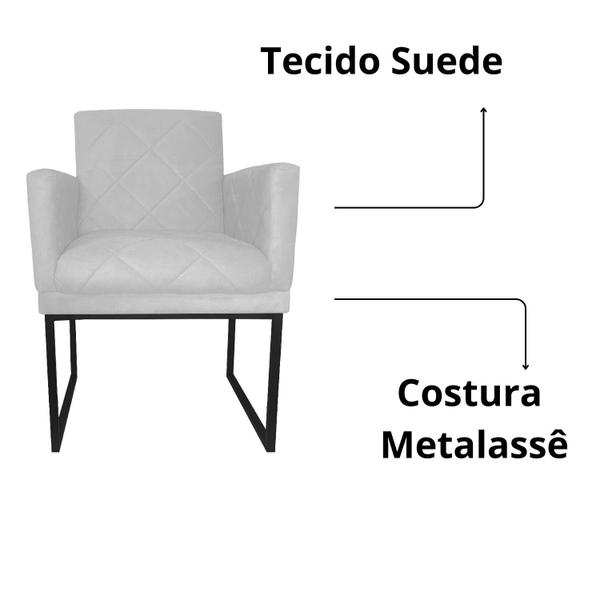 Imagem de Poltrona Decorativa Sala Recepção Klara Base Preta Suede