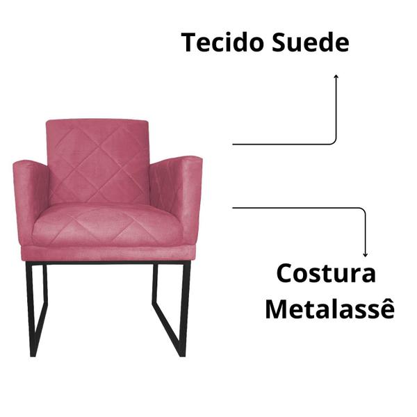 Imagem de Poltrona Decorativa Sala Recepção Klara Base Preta Suede