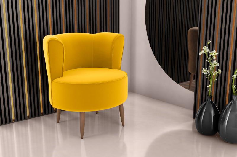 Imagem de Poltrona Decorativa Savana Veludo Amarelo E-436