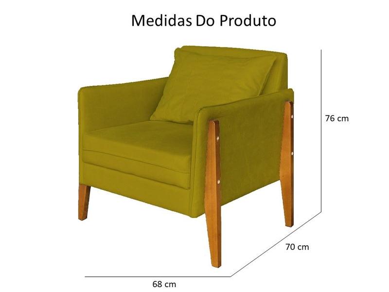 Imagem de Poltrona Decorativa Sophia Suede Amarelo Pés Madeira Mz Decor