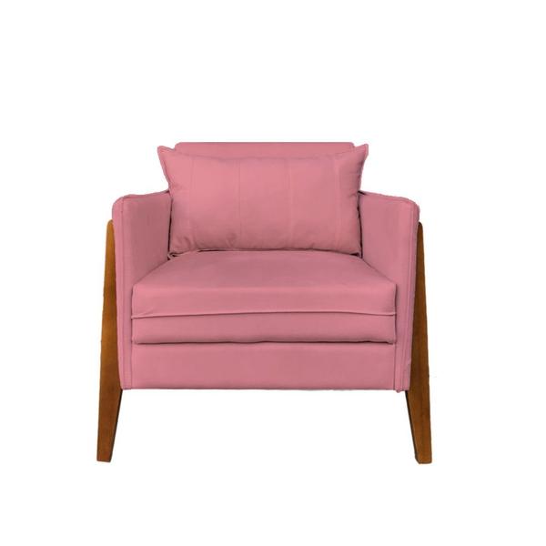 Imagem de Poltrona Decorativa Sophia Suede Rosa Pés Madeira Mz Decor