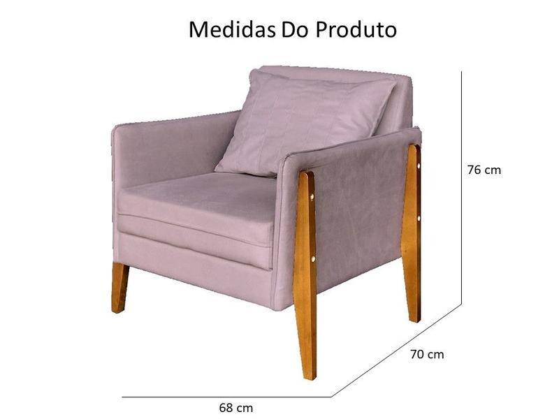 Imagem de Poltrona Decorativa Sophia Suede Rosê Pés Madeira Ms Decor