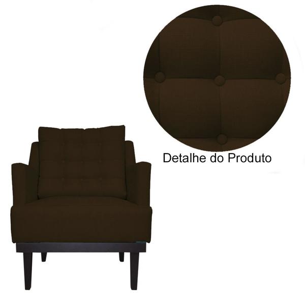 Imagem de Poltrona Decorativa Stefanie Com Base Madeira Tabaco Suede Marrom - DS Estofados