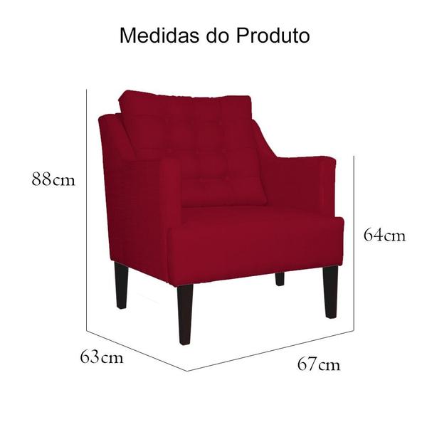 Imagem de Poltrona Decorativa Stefanie Couro Vermelho Pés Madeira Mz Decor