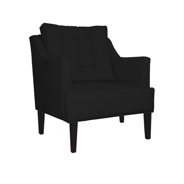 Imagem de Poltrona Decorativa Stefanie Suede Preto Pés Madeira Ms Decor