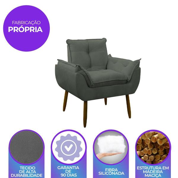 Imagem de Poltrona Decorativa Suede, Sala de Estar, Escritório, Dormitório - Brunaldi Decor