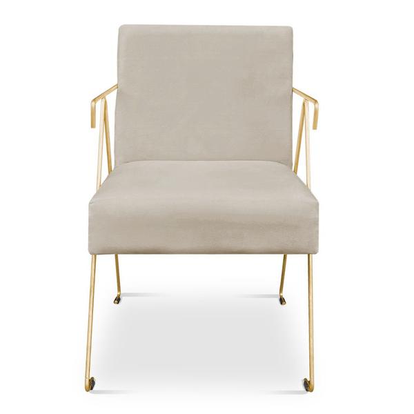 Imagem de Poltrona Decorativa Taina Suede Base Metálica Industrial Dourado - Pallazio